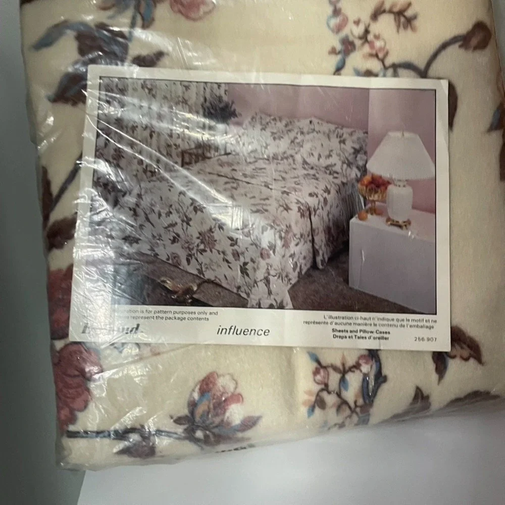 Esmond‎ Brown Floral Satin Trim Twin Fleece Polyester Blanket NOS